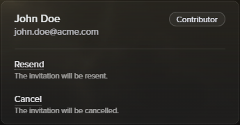 Pending invitation actions