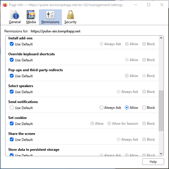 Firefox Page Info permissions